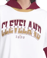G-iii 4Her by Carl Banks Women's White/Wine Cleveland Cavaliers Key Player Oversized Hooded Long Sleeve T-Shirt
