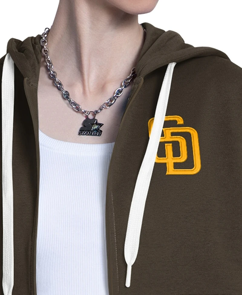 Starter Women's Brown/Heather Gray San Diego Padres Wishbone Full-Zip Hoodie