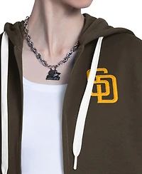 Starter Women's Brown/Heather Gray San Diego Padres Wishbone Full-Zip Hoodie
