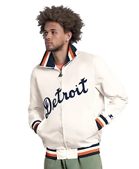 Starter Men's White Detroit Tigers The Captain Cooperstown Logo Full-Zip Varsity Jacket