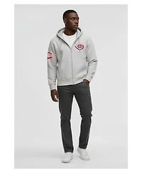 Champion Men's Gray Cincinnati Reds Reverse Weave Chenille Full-Zip Hoodie