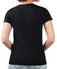 G-iii 4Her by Carl Banks Women's Black Los Angeles Dodgers Metallic Drop Lightweight V-Neck T-Shirt