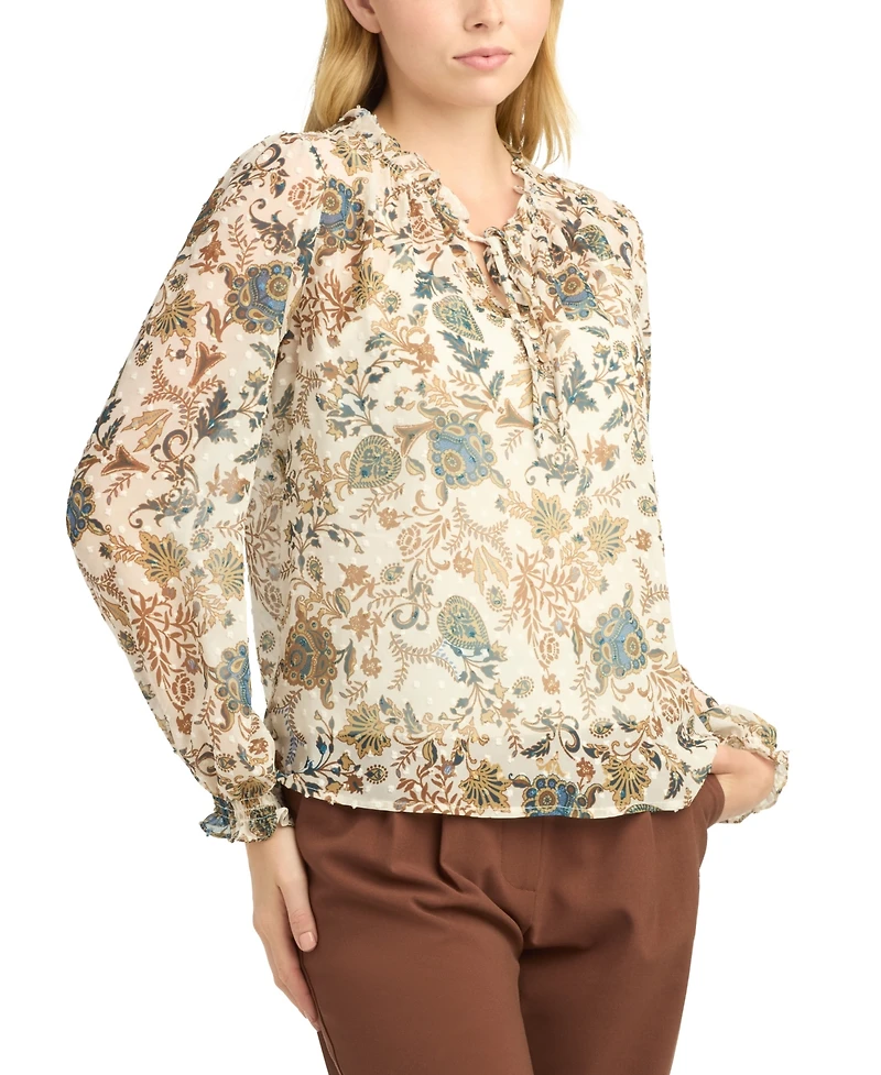 Bcx Women's Print Clip Dot Top