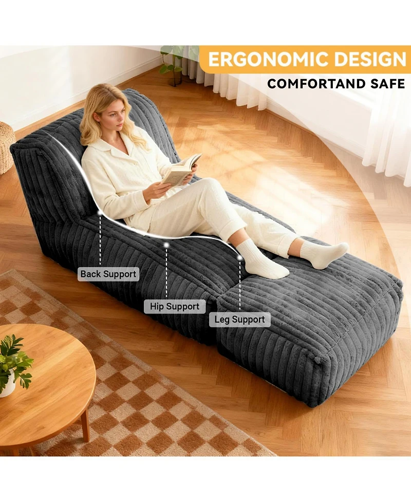 Rainsken Bean Bag Chairs for Adults Giant Chair, Corduroy Fabric Made of breathable, Convertible Sofa Bed, Living Room Bedroom Office