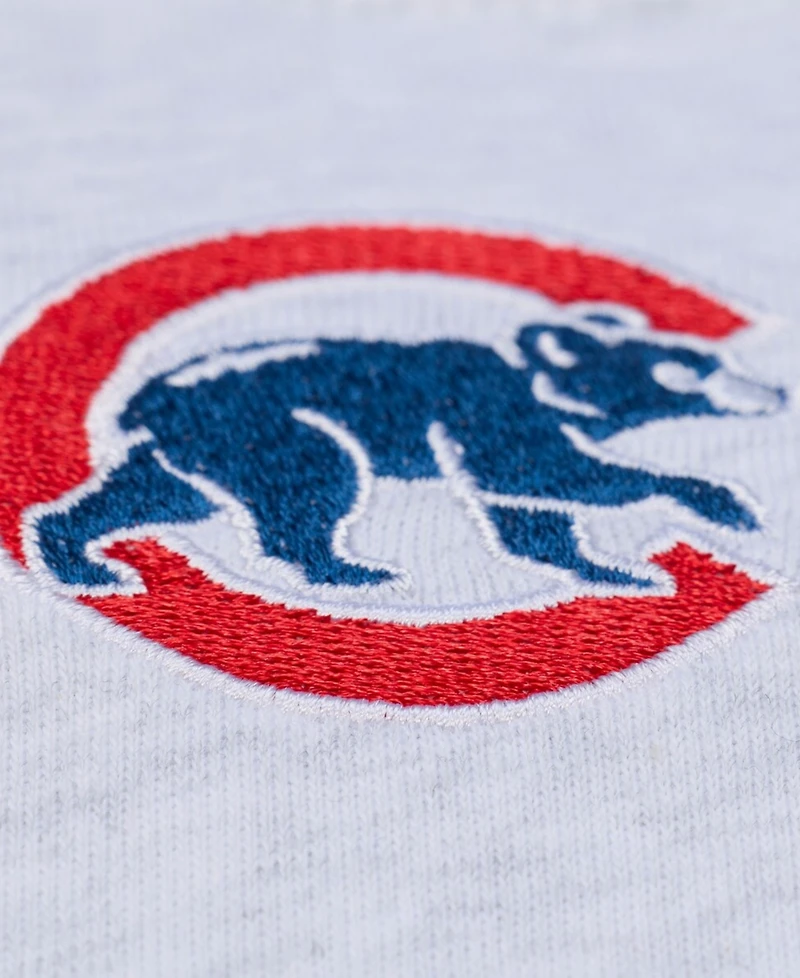 Mitchell & Ness Women's Heather Gray Chicago Cubs Script Cropped Boxy T-Shirt