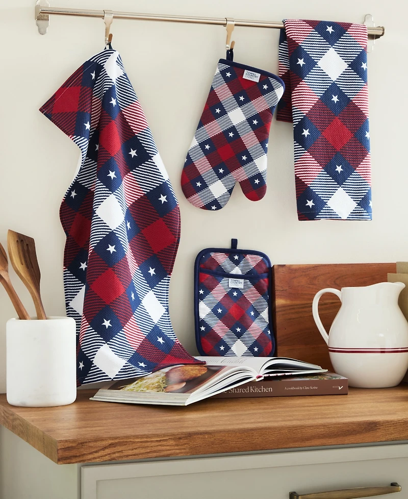 Town & Country Living Patriotic Plaid 4-Piece Kitchen Essentials Set