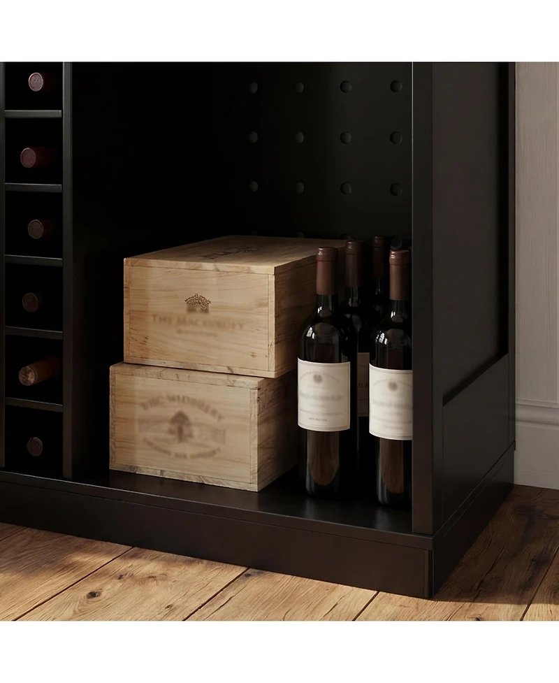 Homsee Modern Wine Cabinet - Coffee Bar Cabinet with 9 Drawers | Storage Sideboard with Wine Glass Holder for Living Room