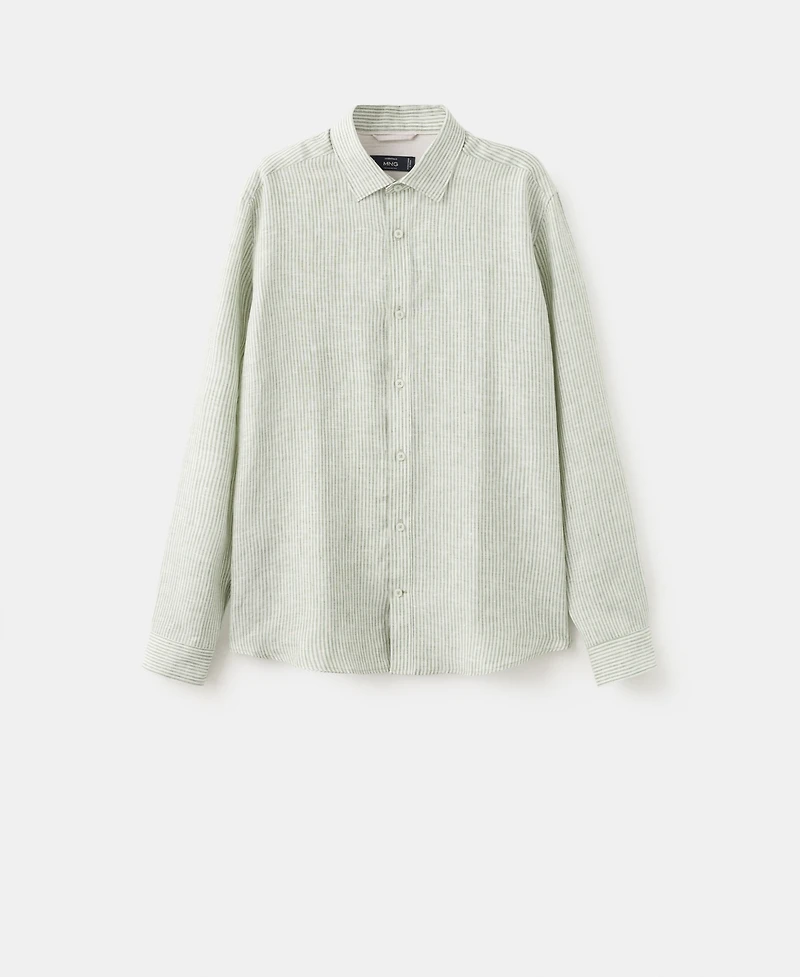 Mango Men's Linen Striped Regular-Fit Shirt