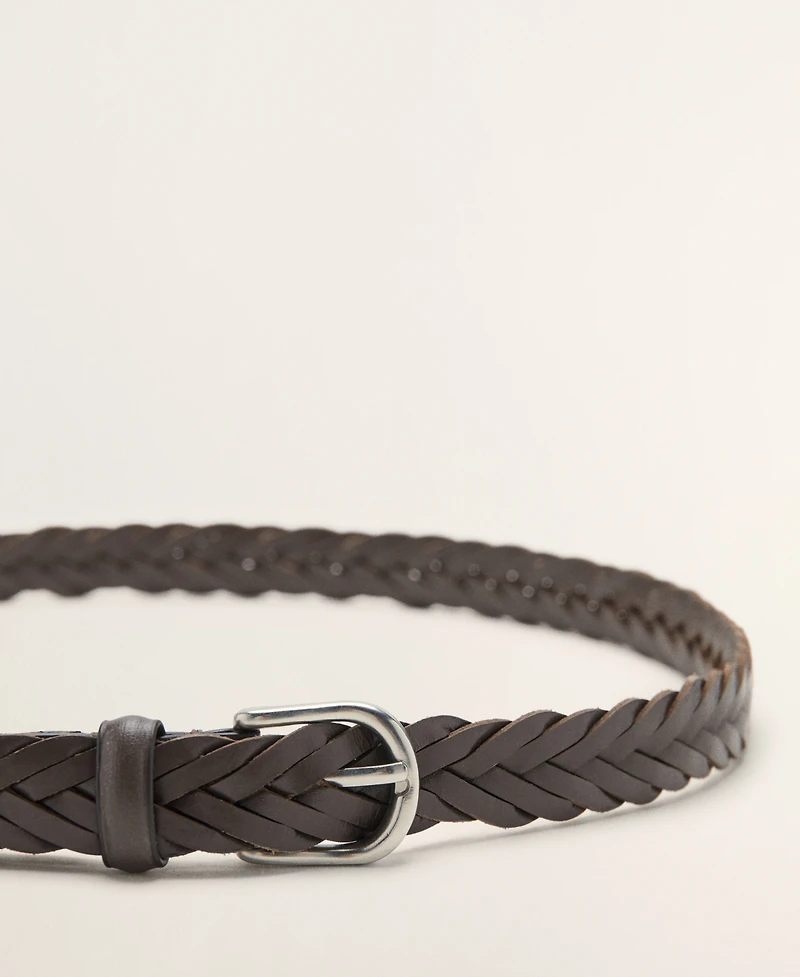 Mango Men's Braided Leather Belt