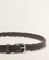 Mango Men's Braided Leather Belt