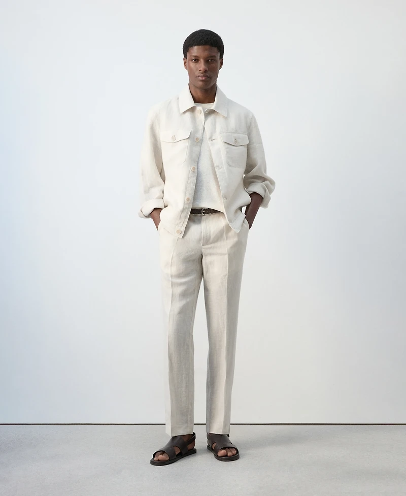 Mango Men's Linen Striped Blazer