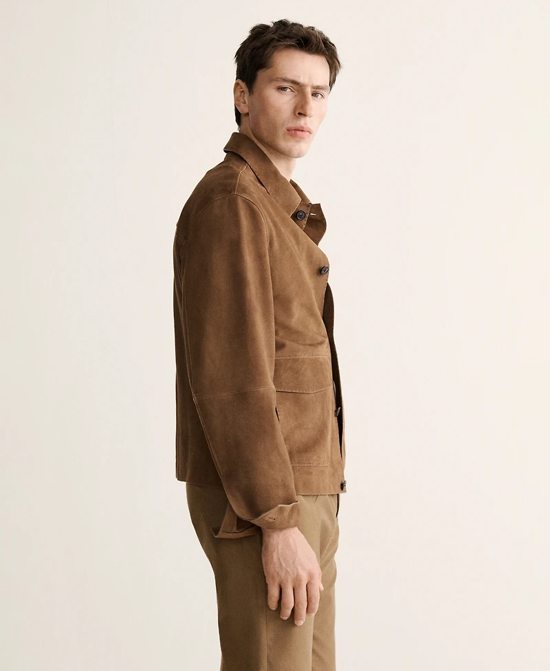 Mango Men's Leather Pockets Jacket