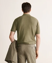 Mango Men's Fine Cable-Knit Polo Shirt