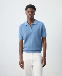 Mango Men's Zipper Knitted Polo Shirt