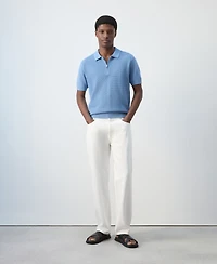 Mango Men's Zipper Knitted Polo Shirt