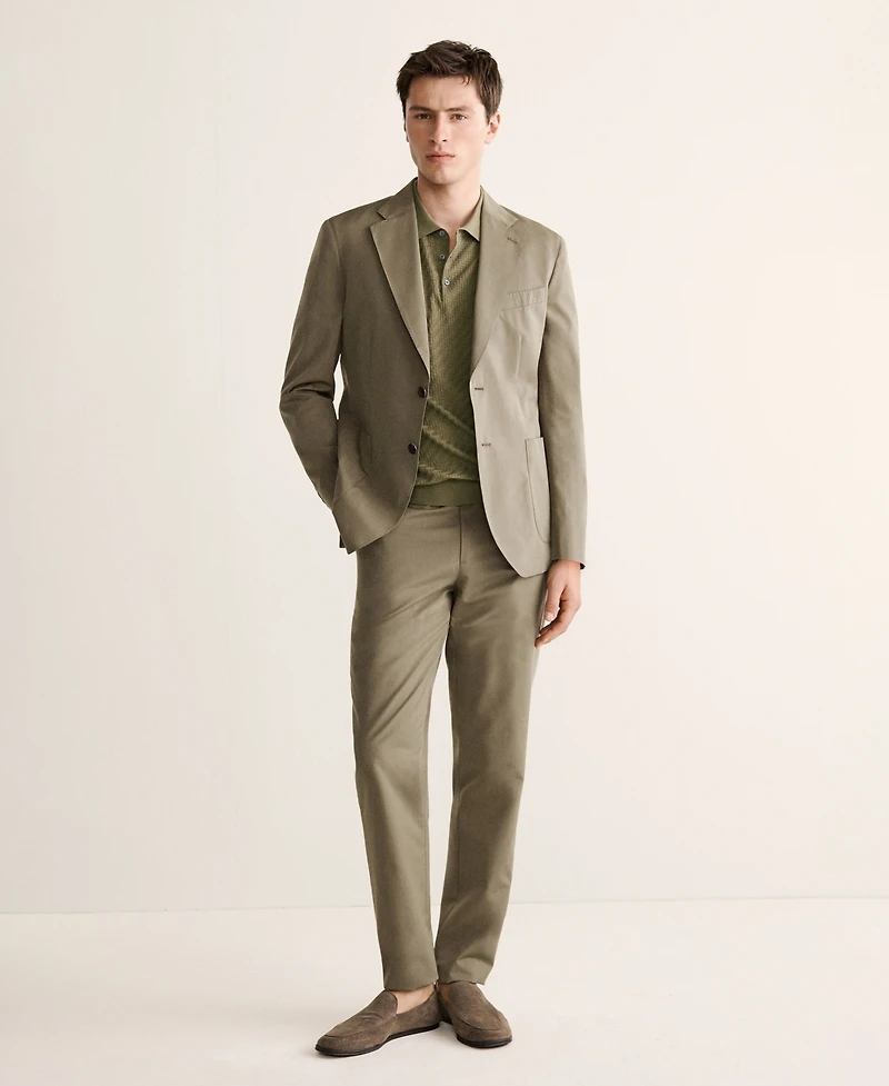 Mango Men's Wool Cotton Slim Fit Suit Pants