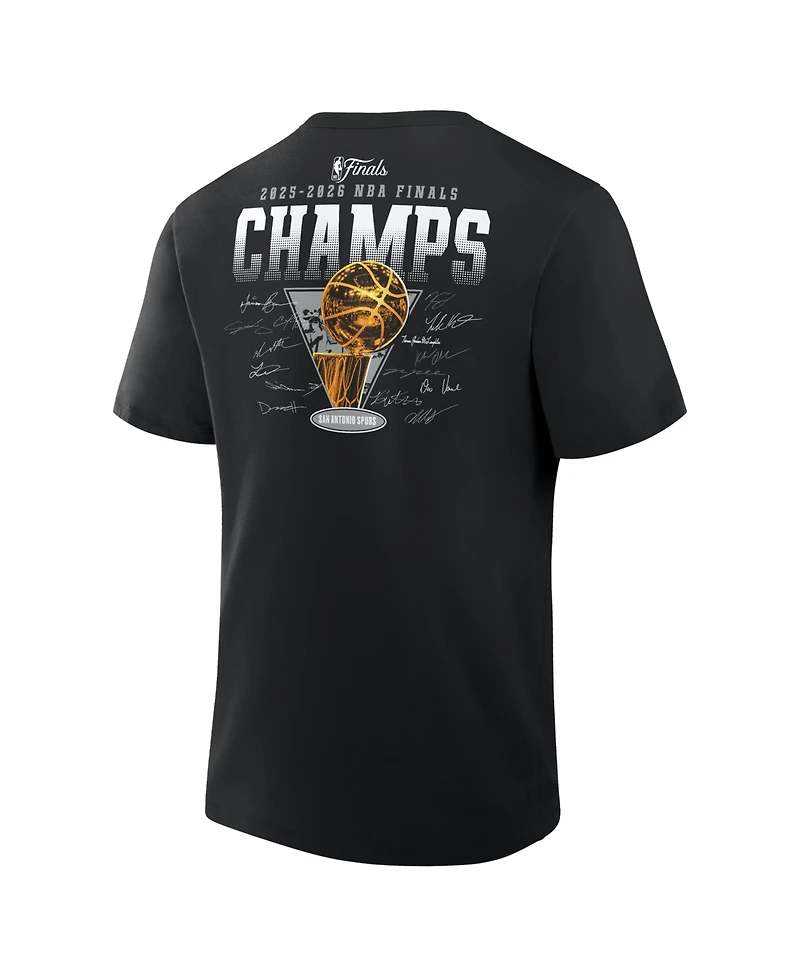 Fanatics Men's Black San Antonio Spurs 2026 Nba Champions Roster Trophy T-Shirt