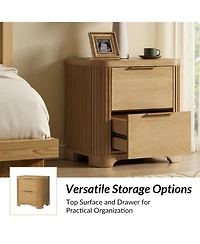 Hulala Home Rosalie 26''W Modern 2-Drawer Fluted End Table with Power Outlet