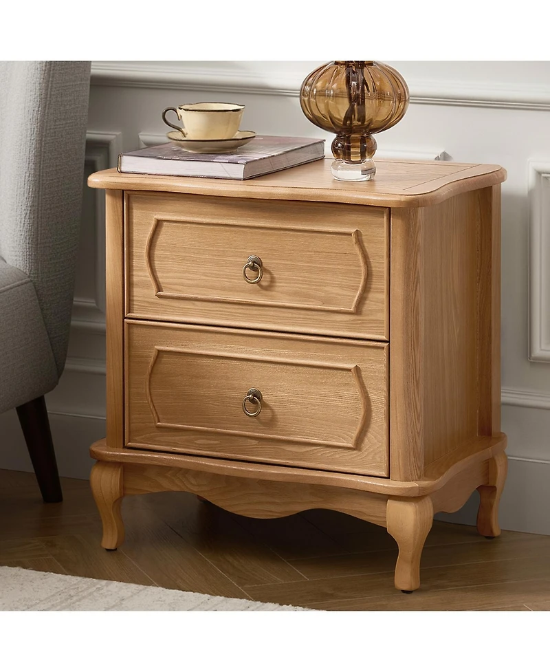Hulala Home Sara 24"W Traditional 2-Drawer End Table with Charging Station