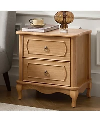 Hulala Home Sara 24"W Traditional 2-Drawer End Table with Charging Station