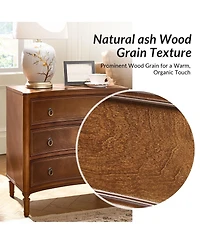 Hulala Home Laurencia 26"W 3-Drawer Curved Silhouette End Table with Built-in Charging Station