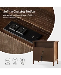 Hulala Home Nicola 3-Drawer Transitional 28''W Curved End Table with Charging Station