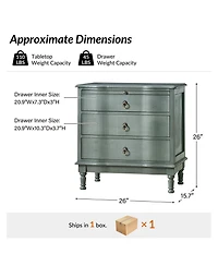 Hulala Home Kasandra Traditional 3-Drawer Curved End Table with Pull-out Shelf