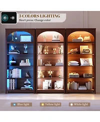 Vlsrka 5-Tier Wooden Bookshelf with Led Lights