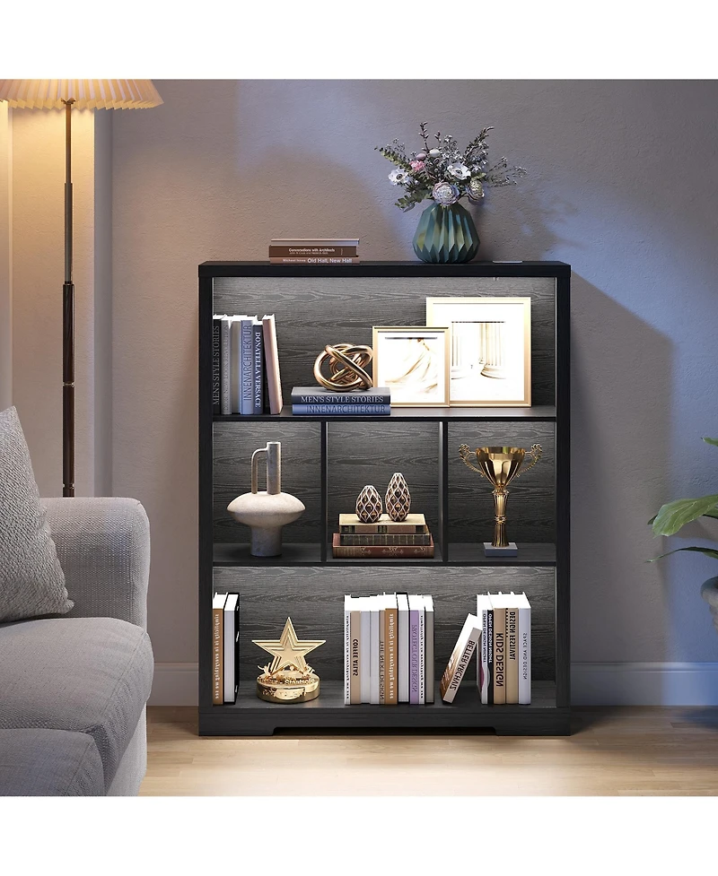 Vlsrka 31.5 Inch Wide Cube Bookcase with Tri-Color Sensor Light