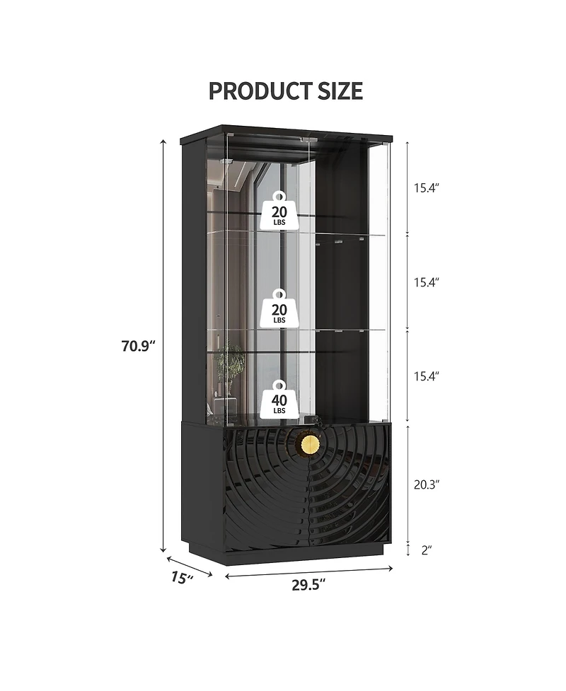 Vlsrka 71 Inch Tall Glass Bar Cabinet with Rgb Led Lighting and Motion Sensors