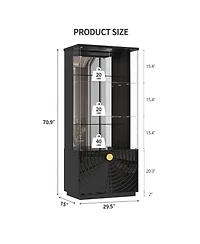 Vlsrka 71 Inch Tall Glass Bar Cabinet with Rgb Led Lighting and Motion Sensors