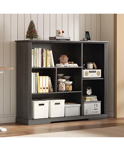 Vlsrka 6-Shelf Modern Bookcase With Tri-color Sensor Light
