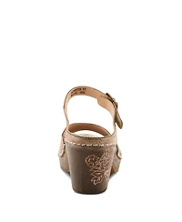 L'Artiste Women's Spring Step Japhette Platform Slide with Floral Leather Vamp