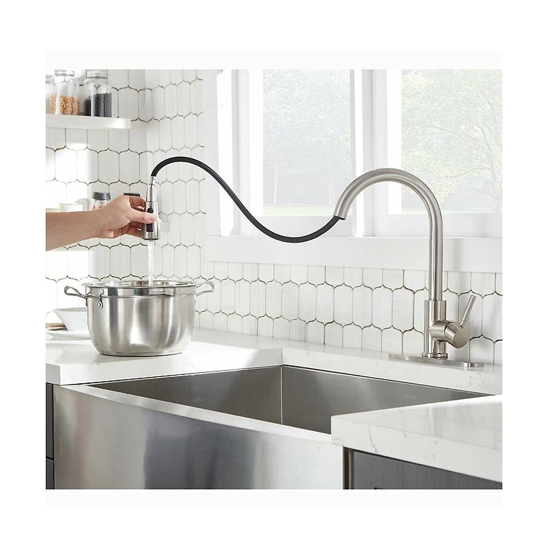 Phying Pull Down Kitchen Faucet with Sprayer Stainless Steel Brushed Nickel