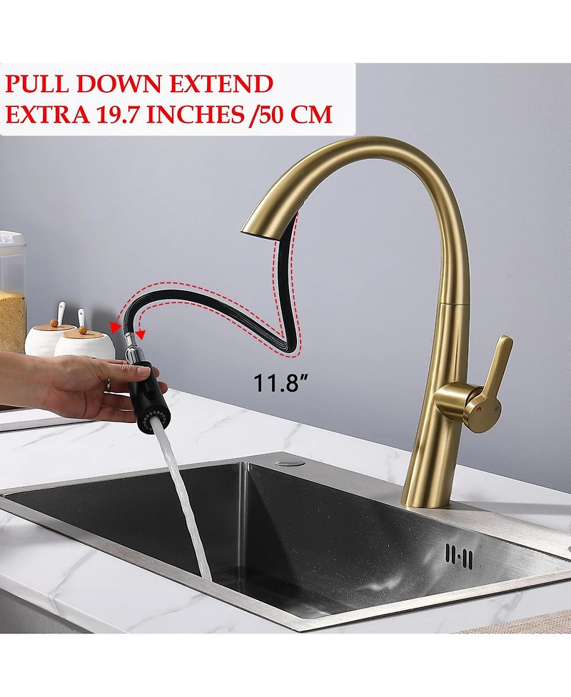 Phying Single Handle Stainless Steel Pull Out Kitchen Faucet