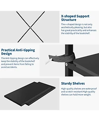 homfan 3-Column 14-Shelf Open Bookshelf, Adjustable Steel Frame Storage Rack with Anti-Tip Bracket, Fast Assembly Home Office Display Organizer