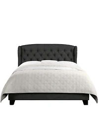 Boyel Living High Back Upholstered Bed Button Tufted Frame with Solid Wood Structure Soft Fabric Headboard