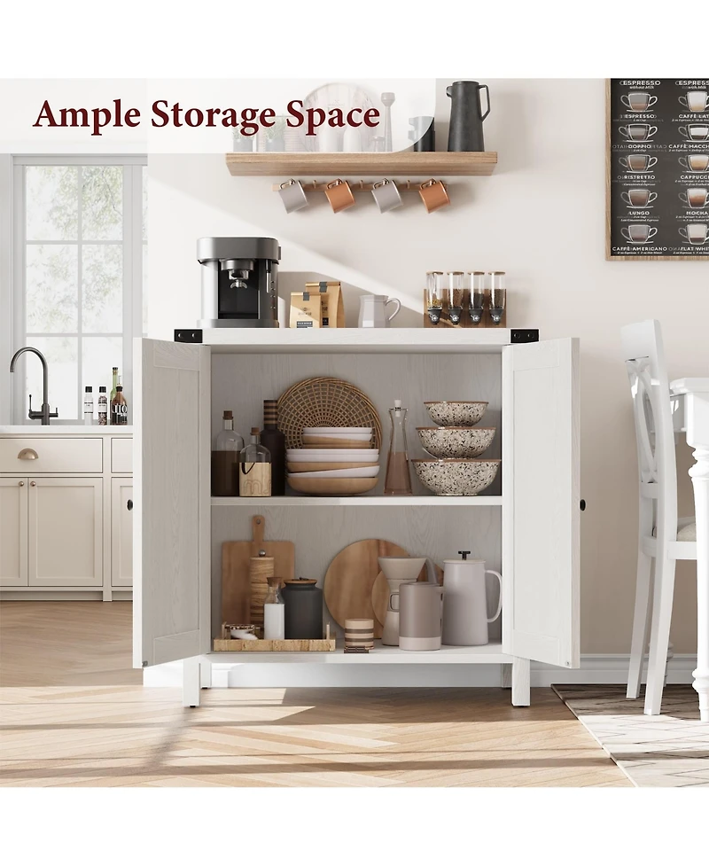 homfan Farmhouse Entryway Storage Cabinet Set, 2 Piece Sideboard Buffet with Adjustable Shelves and 2 Doors, Console for Living Room, Dining Room