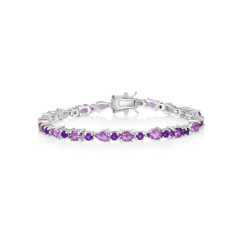 Simona Sterling Silver, Multi-Shaped Gem Bracelet - Multi-Amethyst