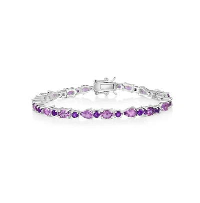 Simona Sterling Silver, Multi-Shaped Gem Bracelet - Multi-Amethyst