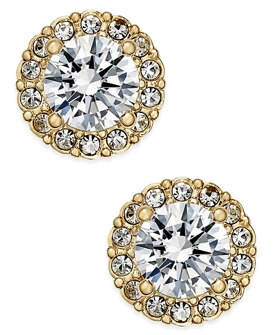 Eliot Danori Gold-Tone Crystal Halo Stud Earrings, Created for Macy's
