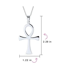 Bling Jewelry Spiritual Ankh Cross Pendant Necklace Large Egyptian Key to Life .925 Sterling Silver