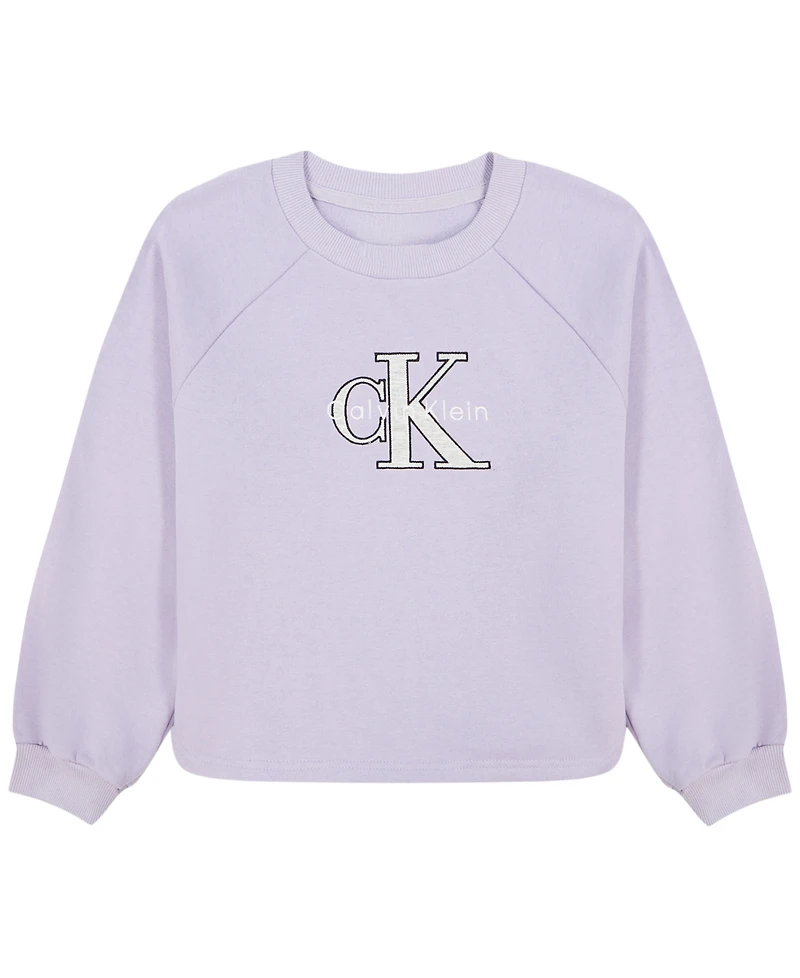 Calvin Klein Girls' 7-16 Logo Long-Sleeve Sweatshirt