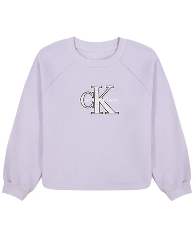Calvin Klein Girls' 7-16 Logo Long-Sleeve Sweatshirt