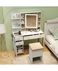 Slickblue Makeup Dressing Table and Stool Set with 3 Lighting Modes