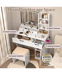 Slickblue Vanity Set with Mirror and 3 Lighting Modes for Makeup