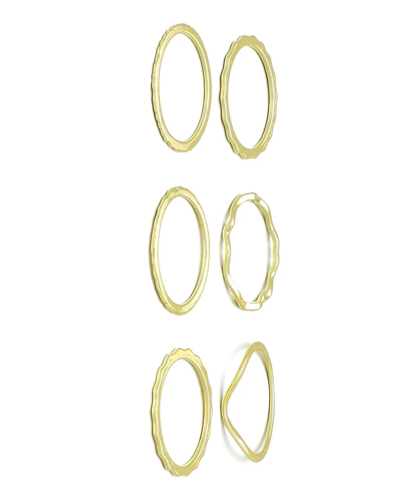 Adornia Gold Wavy 6-Piece Band Ring Set