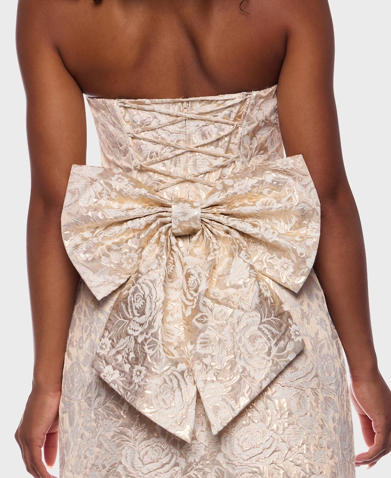 Alex & Sophia Juniors' Strapless Bow-Back Fit Flare Dress