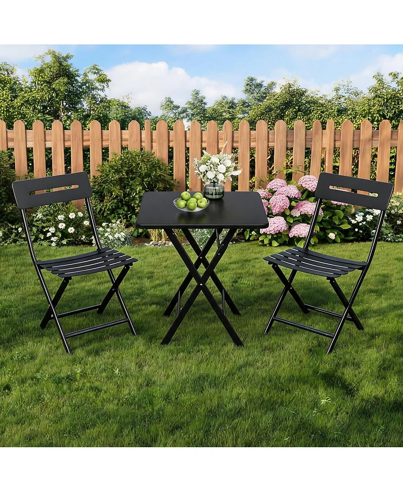GarveeLife 3-Piece Folding Bistro Set for Patio, Balcony or Garden – Space-Saving Outdoor Table and Chairs, Easy Setup
