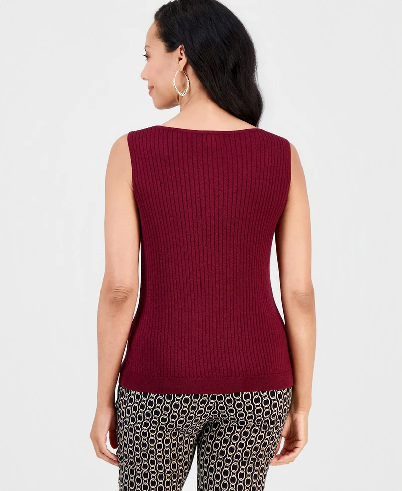 Jm Collection Women's Crewneck Pointelle Sweater Tank Top, Macy's Exclusive